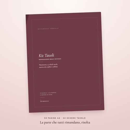 Kit Tavoli — 59 pagine A4 da stampare per la disposizione degli invitati